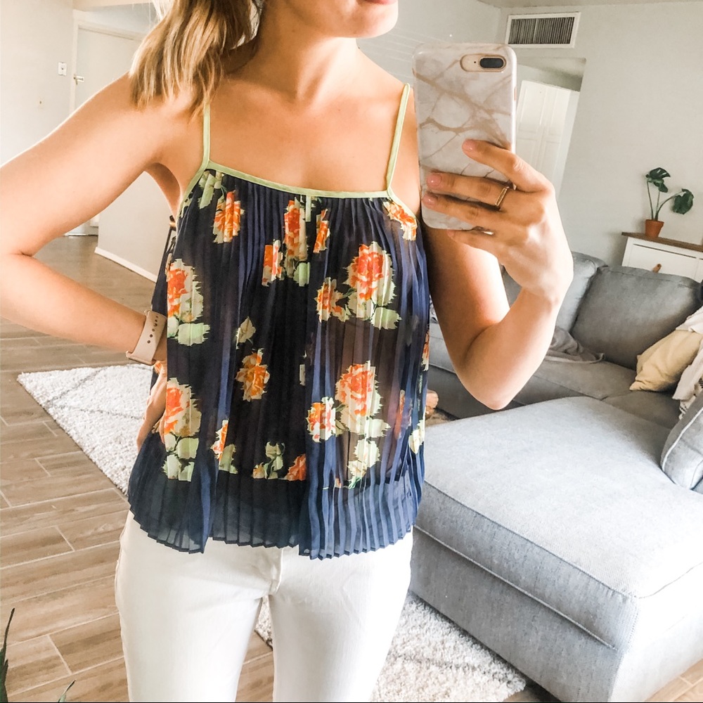 Xhilaration Floral Sheer Tank Top
